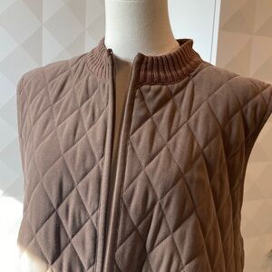 Alia Tan Camel Quilted Ribbed Knit Vest